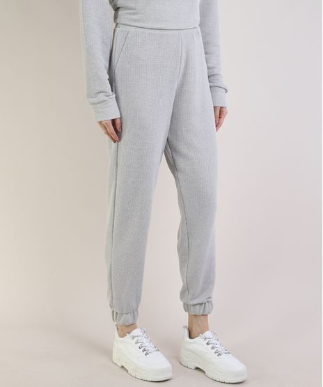 Calca-de-Moletom-Feminina-Mindset-Jogger-Cintura-Alta-com-Bolso-Cinza-Mescla-Claro-9955865-Cinza_Mescla_Claro_1