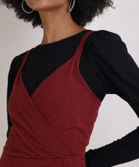 Vestido-Feminino-Curto-Jacquard-Estampado-Xadrez-Transpassado-Vermelho-9946027-Vermelho_4