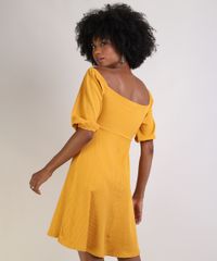 Vestido-Feminino-Curto-Canelado-Manga-Bufante-Mostarda-9952165-Mostarda_2