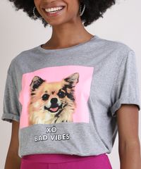 Blusa-Feminina-Cachorro--Xo-Bad-Vibes--Manga-Curta-Decote-Redondo-Cinza-Mescla-9954326-Cinza_Mescla_4