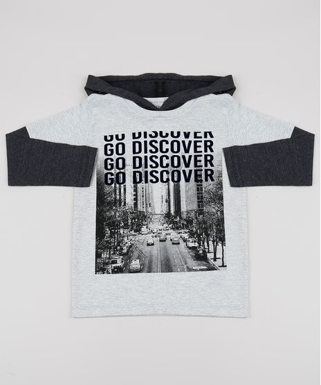 Camiseta-Infantil--Go-Discover--com-Capuz-Manga-Longa-Cinza-Mescla-9944220-Cinza_Mescla_1