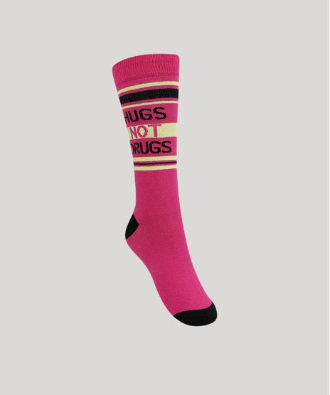 Meia-Feminina-Cano-Alto--Hugs-no-Drugs--Pink-9954834-Pink_1
