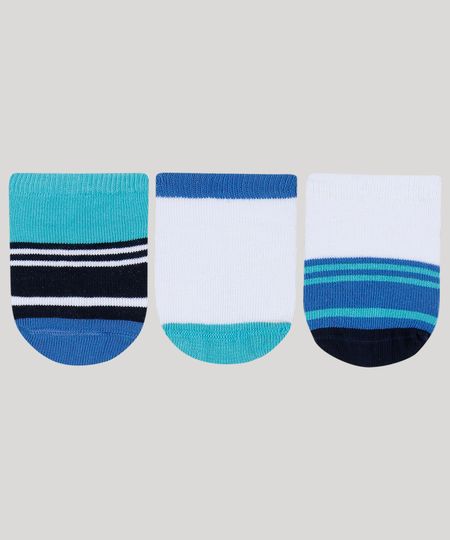 Kit de 3 Meias Infantil Cano Baixo Multicor - RN Menor preço em Kit de 3 Meias Infantil Cano Baixo Multicor - RN