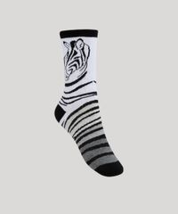 Meia-Feminina-Cano-Alto-Estampado-Animal-Print-de-Zebra-Branca-9954821-Branco_1