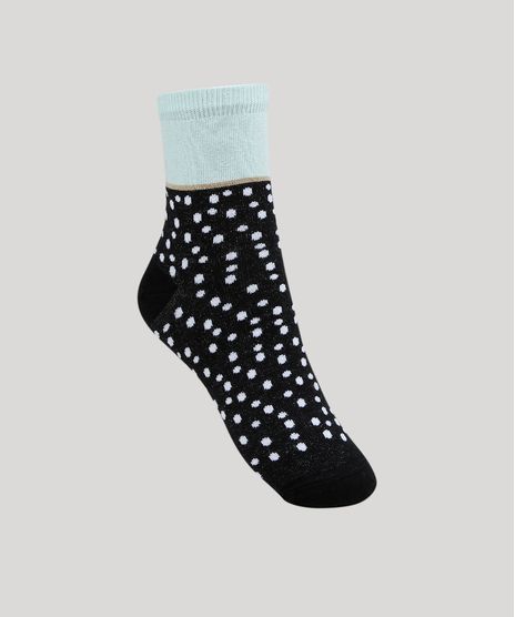 Meia-Feminina-Cano-Medio-Estampado-de-Poa-Preta-9954824-Preto_1