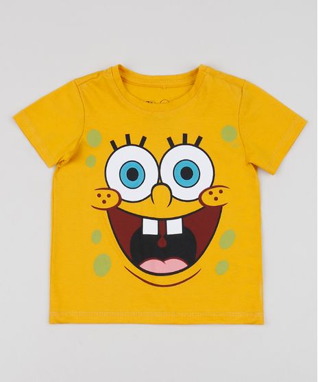 Camiseta-Infantil-Bob-Esponja-Manga-Curta-Amarela-9955084-Amarelo_1