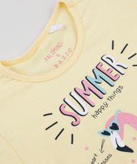 Blusa-Infantil-Flamingos-Manga-Curta-Amarela-9952888-Amarelo_4