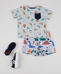 Camiseta-Infantil-Estampada-de-Bichos-com-Bolso-Manga-Curta-Cinza-Mescla-Claro-9954940-Cinza_Mescla_Claro_3