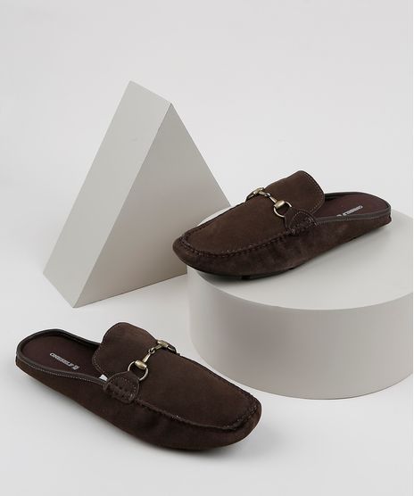 Mocassim-Mule-Masculino-Oneself-em-Suede-com-Fivela-Marrom-Escuro-9956945-Marrom_Escuro_1