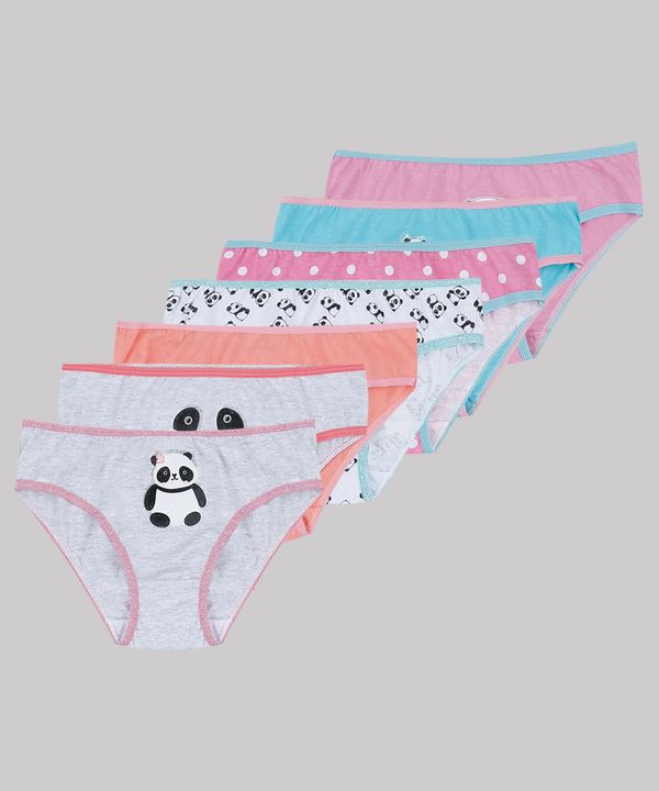 Kit de 7 Calcinhas Infantis Estampadas Panda Multicor 12