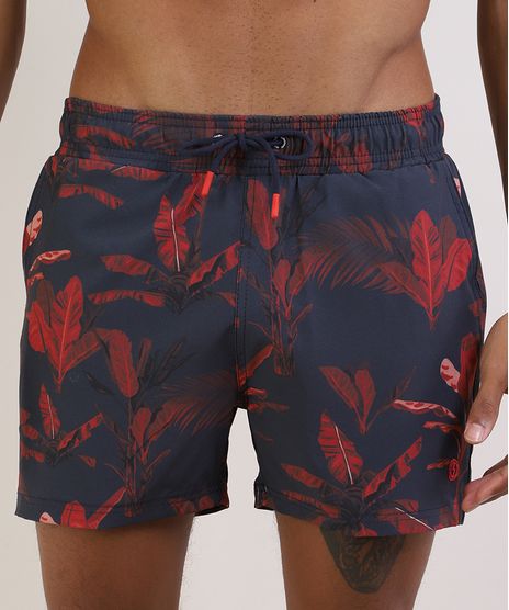 Short-Masculino-Estampado-de-Folhagem-com-Bolsos-Azul-Marinho-9943840-Azul_Marinho_1