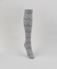 Meia-Feminina-3-4-Estampada-Zig-Zag-Cinza-Mescla-9954835-Cinza_Mescla_1