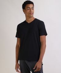 Camiseta-Masculina-Basica-Manga-Curta-Gola-V-Preta-9597169-Preto_1