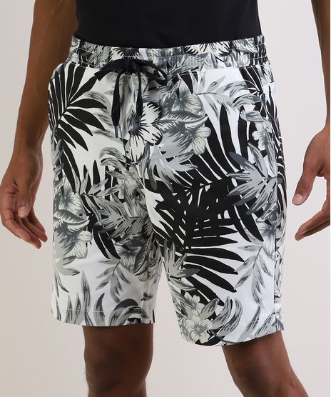 Bermuda-de-Sarja-Masculina-Relaxed-Estampada-de-Folhagem-Off-White-9954426-Off_White_1