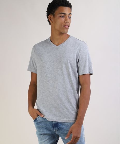 Camiseta-Masculina-Basica-Manga-Curta-Gola-V-Cinza-Mescla-Claro-9597169-Cinza_Mescla_Claro_1