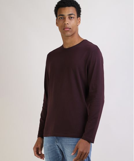 Camiseta-Masculina-Basica-Comfort-Fit-Manga-Longa-Gola-Careca--Vinho-9826872-Vinho_1