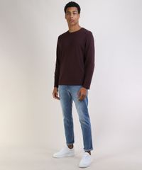 Camiseta-Masculina-Basica-Comfort-Fit-Manga-Longa-Gola-Careca--Vinho-9826872-Vinho_3