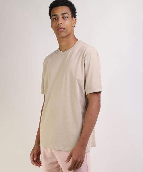 Camiseta-Masculina-Box-Ampla-Manga-Curta-Gola-Careca-Bege-9953252-Bege_1