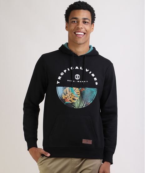 Blusao-de-Moletom-Masculino---Tropical-Vibes-com-Capuz-e-Bolso-Canguru-Preto-9799160-Preto_1