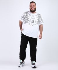 Camiseta-Masculina-Plus-Size-com-Arabescos-e-Tigre-Manga-Curta-Gola-Careca-Branca-9953077-Branco_3
