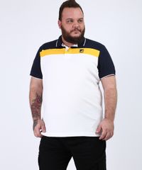 Polo-de-Piquet-Masculina-Plus-Size-Tradicional-com-Recortes-e-Bordado-Manga-Curta-Branca-9954195-Branco_1
