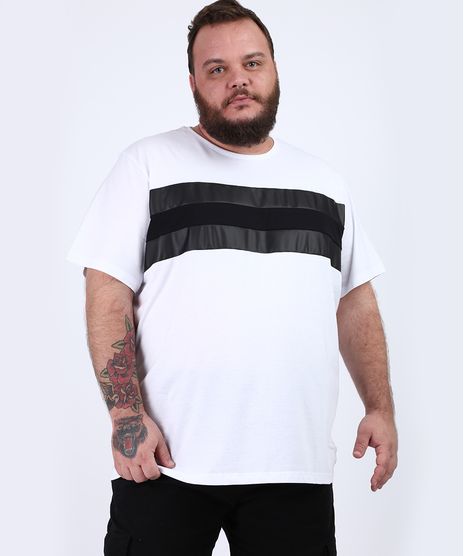 Camiseta-Masculina-Plus-Size-com-Recortes-Manga-Curta-Gola-Careca-Branca-9955112-Branco_1