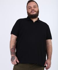 Polo-de-Piquet-Masculina-Plus-Size-Comfort-com-Ziper-Manga-Curta-Preta-9956352-Preto_1