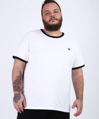 Camiseta-Masculina-Plus-Size-Bicolor-Manga-Curta-Gola-Careca-Branca-9956490-Branco_1