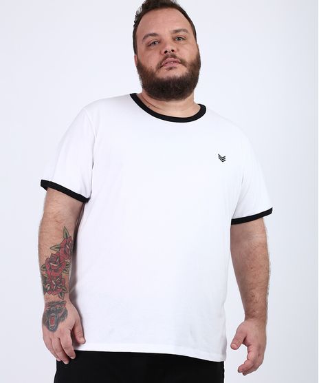 Camiseta-Masculina-Plus-Size-Bicolor-Manga-Curta-Gola-Careca-Branca-9956490-Branco_1