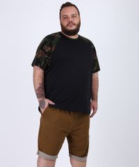 Bermuda-de-Sarja-Masculina-Plus-Size-Relaxed-com-Recortes-e-Cordao-Caramelo-9956627-Caramelo_3