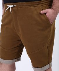 Bermuda-de-Sarja-Masculina-Plus-Size-Relaxed-com-Recortes-e-Cordao-Caramelo-9956627-Caramelo_4