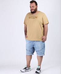 Camiseta-Masculina-Plus-Size--New-York--Manga-Curta-Gola-V-Bege-9956878-Bege_3