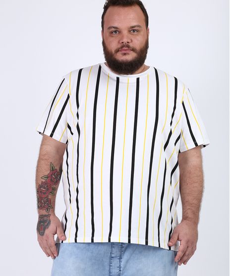 Camiseta-Masculina-Plus-Size-Listrada-Manga-Curta-Gola-Careca-Branca-9956879-Branco_1
