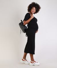 Vestido-Feminino-Gestante-Midi-com-Franzido-Manga-Curta-Preto-9955992-Preto_3