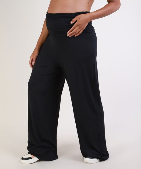 Calca-Feminina-Gestante-Pantalona-Cintura-Alta-com-Franzidos-Preta-9956004-Preto_1