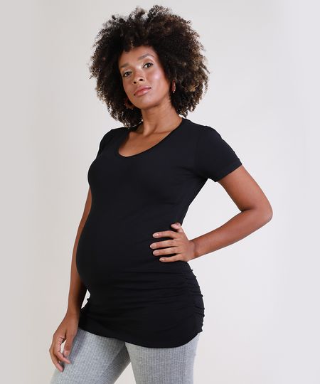 Blusa-Feminina-Gestante-Longa-com-Franzidos-Manga-Curta-Decote-Redondo-Preta-9956009-Preto_1