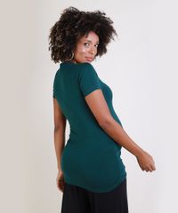 Blusa-Feminina-Gestante-Longa-com-Franzidos-Manga-Curta-Decote-Redondo-Verde-Escuro-9956009-Verde_Escuro_2