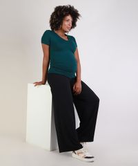 Blusa-Feminina-Gestante-Longa-com-Franzidos-Manga-Curta-Decote-Redondo-Verde-Escuro-9956009-Verde_Escuro_3