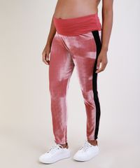 Calca-de-Veludo-Feminina-Gestante-Jogger-Cintura-Alta-com-Faixa-Lateral-Rosa-Escuro-9956022-Rosa_Escuro_1