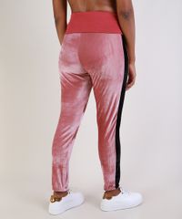 Calca-de-Veludo-Feminina-Gestante-Jogger-Cintura-Alta-com-Faixa-Lateral-Rosa-Escuro-9956022-Rosa_Escuro_2
