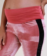 Calca-de-Veludo-Feminina-Gestante-Jogger-Cintura-Alta-com-Faixa-Lateral-Rosa-Escuro-9956022-Rosa_Escuro_4