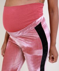 Calca-de-Veludo-Feminina-Gestante-Jogger-Cintura-Alta-com-Faixa-Lateral-Rosa-Escuro-9956022-Rosa_Escuro_5