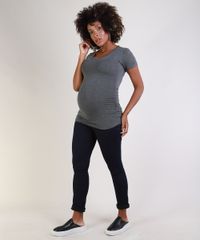 Blusa-Feminina-Gestante-Longa-com-Franzidos-Manga-Curta-Decote-Redondo-Cinza-Mescla-Escuro-9956009-Cinza_Mescla_Escuro_5