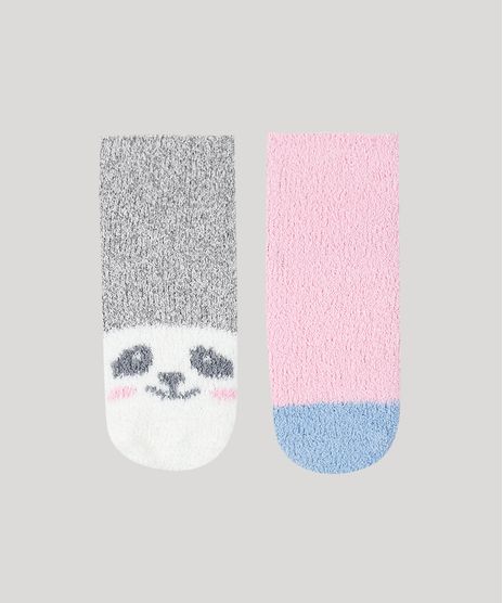 Kit-de-2-Meias-de-Inverno-Infantil-em-Chenille-Cano-Medio-Panda-Multicor-9927136-Multicor_1