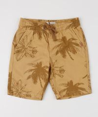 Bermuda-Infantil-Estampada-de-Coqueiros-com-Bolsos-Marrom-Claro-9945423-Marrom_Claro_1
