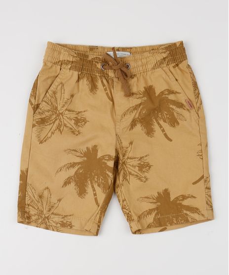 Bermuda-Infantil-Estampada-de-Coqueiros-com-Bolsos-Marrom-Claro-9945423-Marrom_Claro_1