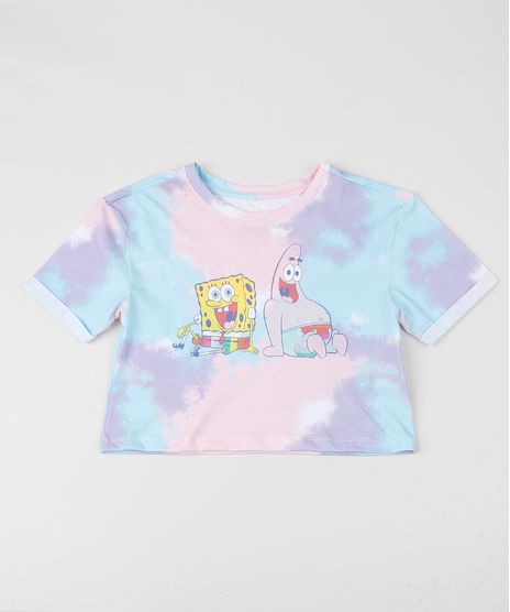 Blusa-Juvenil-Cropped-Bob-Esponja-Estampada-Tie-Dye-Manga-Curta-Azul-9955606-Azul_1