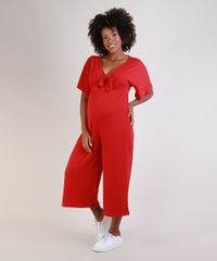 Macacao-Feminino-Gestante-Pantacourt-com-No-Manga-Curta-Vermelho-9955990-Vermelho_1