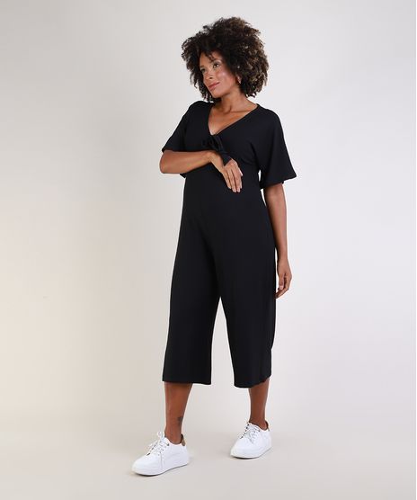 Macacao-Feminino-Gestante-Pantacourt-com-No-Manga-Curta-Preto-9955991-Preto_1