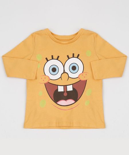 Camiseta-Infantil-Bob-Esponja-Manga-Longa-Amarela-9955083-Amarelo_1